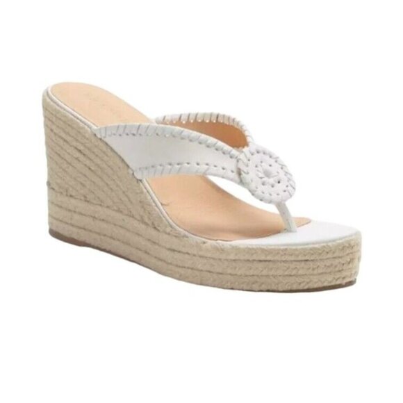 Jack Rogers White Rowan Slip On Platform Espadrille Wedge Sandals Size 10 M - Picture 1 of 8